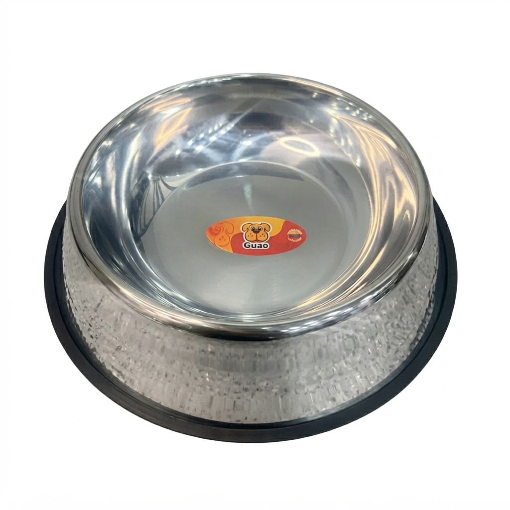 Comedero Metálico Acero Inoxidable 22cm Resistente para Mascotas GUAO