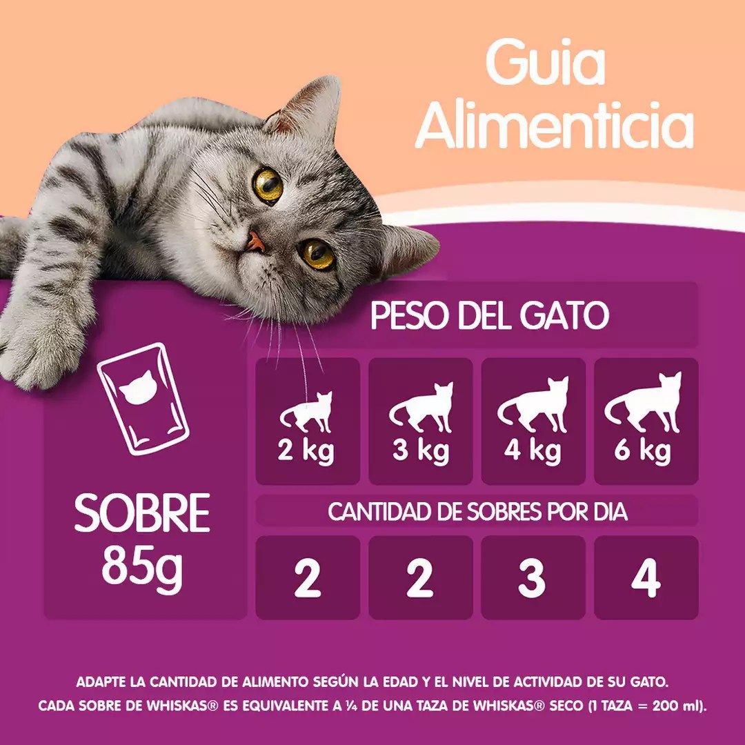 Whiskas Alimento Húmedo para Gatos Adultos Sabor Salmón - Sobrecito 85 g - Miniatura 6