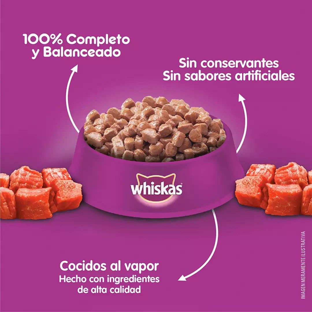 Whiskas Alimento Húmedo para Gatitos Sabor Carne - Sobrecito 85 g - Miniatura 4