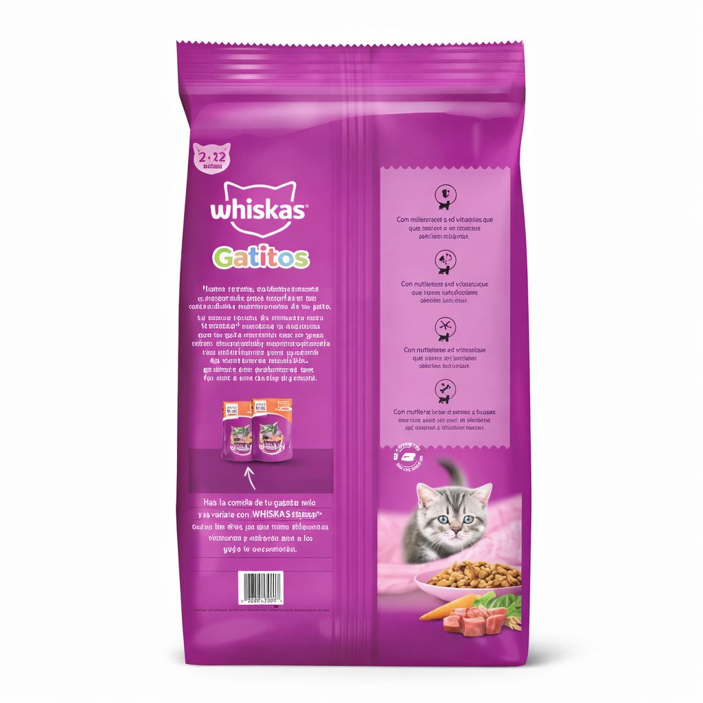 Whiskas 1 Kg Alimento Seco para Gatitos (Kitten) Sabor Carne y Leche  - Miniatura 2