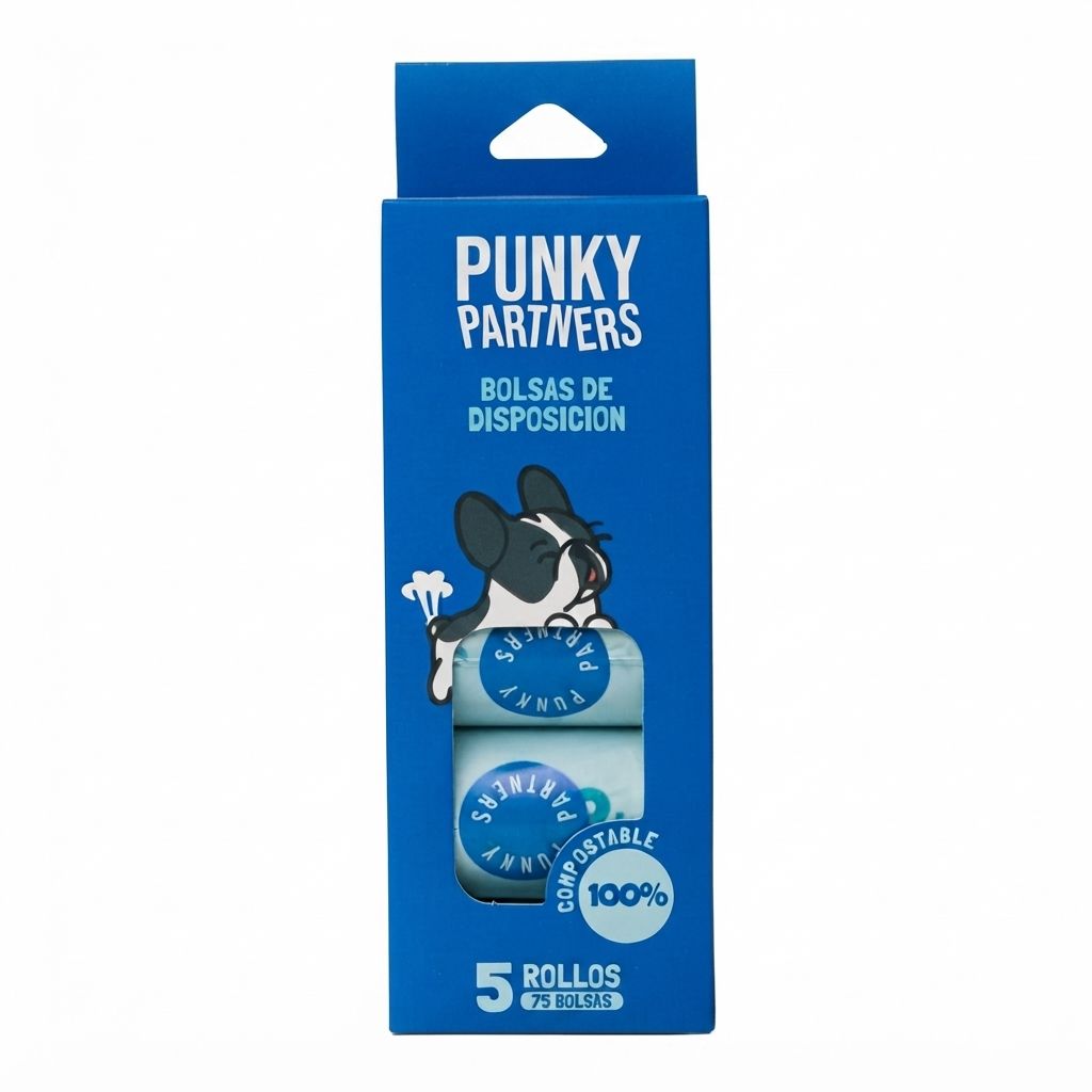 Punky Partners Bolsas de Disposición 75 Unidades - Bolsas Resistentes y Antigoteo para Residuos de Mascotas