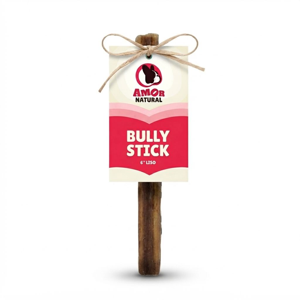 Bully Stick Liso Amor Natural 6 Pulgadas | Premio Natural para Perros - Imagen 1