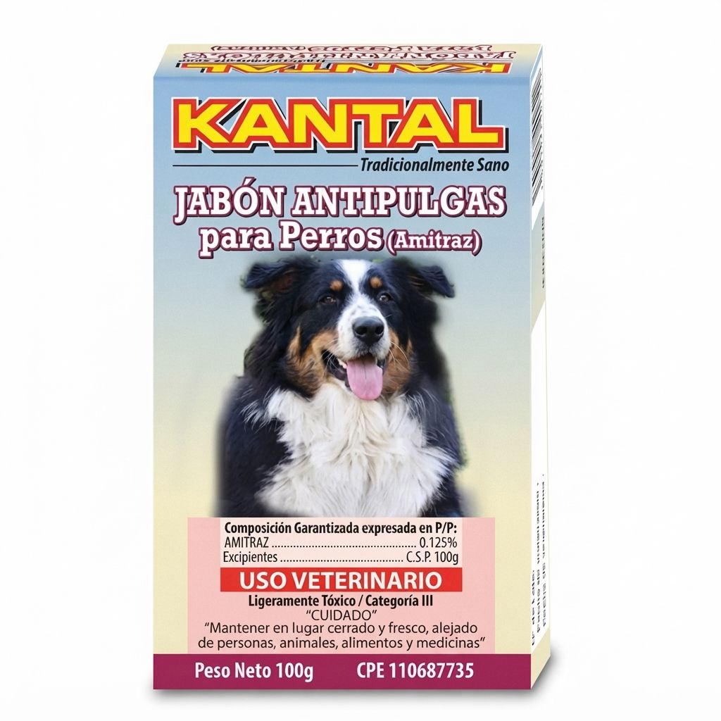 Kantal Jabón Antipulgas 100 Gr - Barra de Limpieza Médica para Control de Parásitos Externos