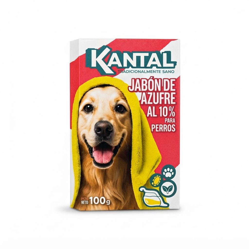 Kantal Jabón Azufrado para Perros 100 Gr - Tratamiento Auxiliar para Afecciones de la Piel