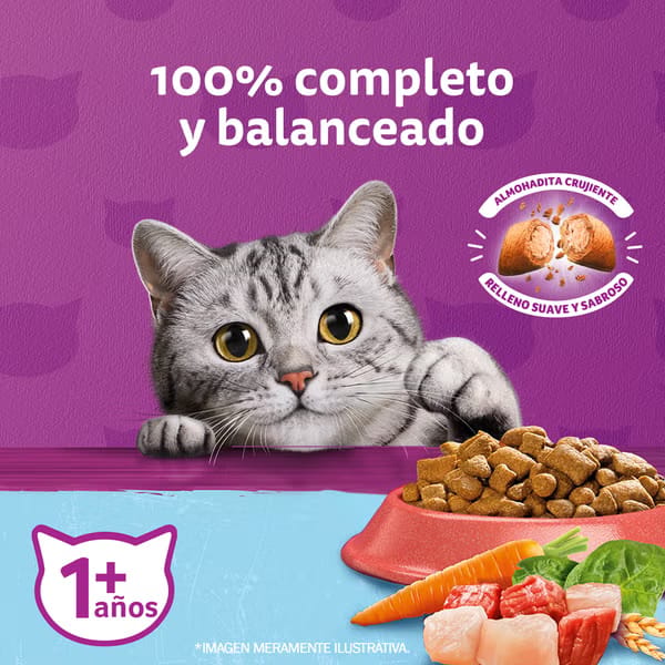 Whiskas 1 Kg Alimento Seco para Gatos Castrados Sabor Mix de Carnes  - Miniatura 3